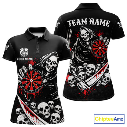 Red Dripping Grim Reaper Dartboard Skull Dart Polo Shirts For Women Custom Name For Dart Players NYN2684