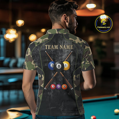 Black Grunge Camouflage Billiard Pool Shirt For Men Custom 8 Ball Billiard Team Jersey NYN3065