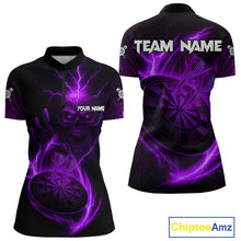 Load image into Gallery viewer, Custom Lightning Dartboard Purple Skull Dart Women Quarter-Zip Jerseys Dart Tournament Shirt NYN1671