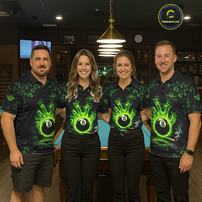 St Patrick's Day Green Smokes Hand Ball 8 Billiards Pool Shirt For Women Personalized Billiard Team Names NYN2694