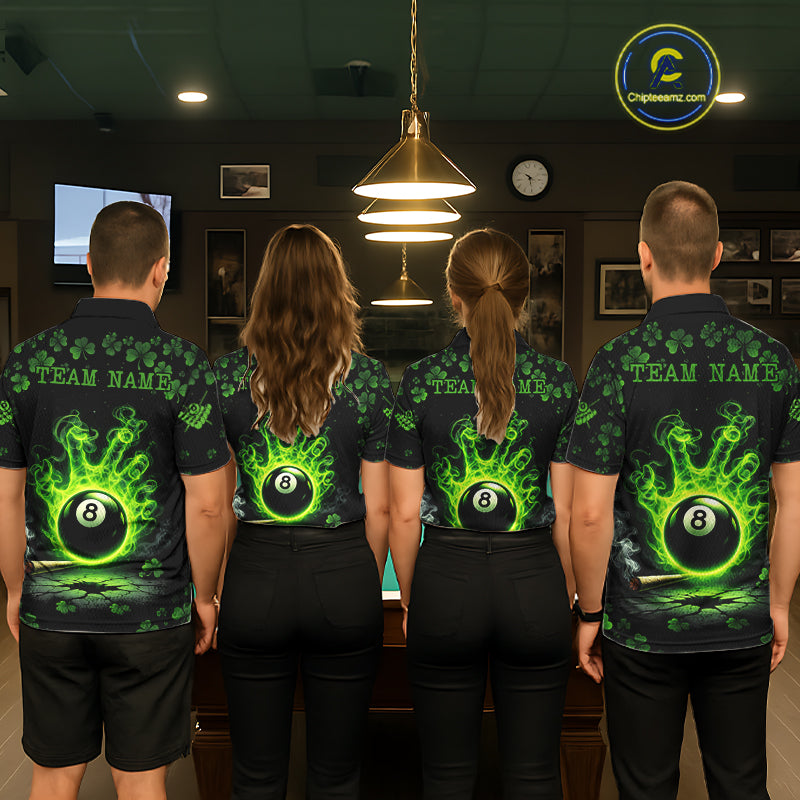 St Patrick's Day Green Smokes Hand Ball 8 Billiards Pool Shirt For Women Personalized Billiard Team Names NYN2694