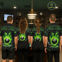 Load image into Gallery viewer, St Patrick's Day Green Smokes Hand Ball 8 Billiards Pool Shirt For Women Personalized Billiard Team Names NYN2694