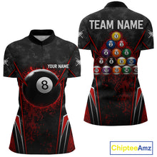 Load image into Gallery viewer, Black And Red Grunge Splatter 8 Ball Billiard Pool Shirt For Women Custom Outfits Billiard Team Attire NYN3220