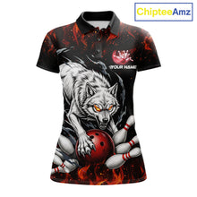 Load image into Gallery viewer, Fire Flame Funny Wolf Bowling Ball Jersey For Women Personalized Bowling Team Shirts | Red NYN3226