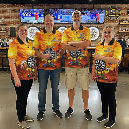 Men Women  dart team wearing Beer and Dartboard Desert personalized dart uniforms for competition