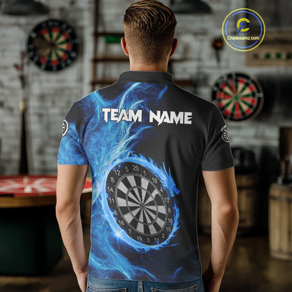 Custom Black-Blue Dragon Lightning Dartboard Dart Men Polo Jerseys Dart Team Shirt NYN1688