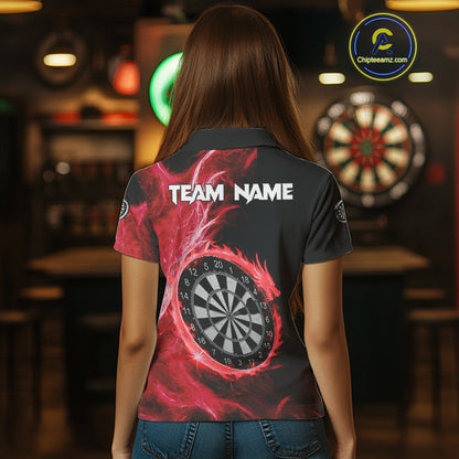 Custom Black-Red Dragon Lightning Dartboard Dart Women Polo Jerseys Dart Team Shirt NYN1689