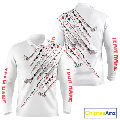 Poker Pattern Golf Polo Shirt For Men Personalized White Golf Clubs Attire, Team Golf Outfit NYN2854