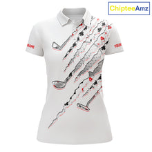 Load image into Gallery viewer, Poker Pattern Golf Polo Shirt For Womens Personalized White Golf Clubs Attire, Team Golf Outfit NYN2854