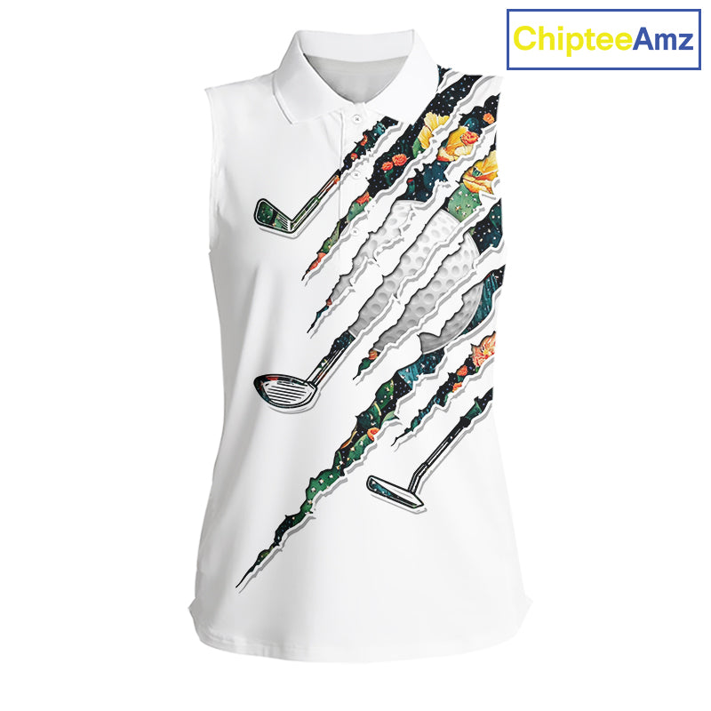 Cactus Pattern Golf Sleeveless Polo Shirt For Womens Custom Cactus Golf Team Shirt, Golfer Gifts NYN2855