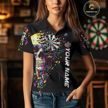 Load image into Gallery viewer, Custom Colorful Shatter Skull &amp; Dartboard Darts Polo Shirt For Women Cracked Dart Jerseys NYN1960