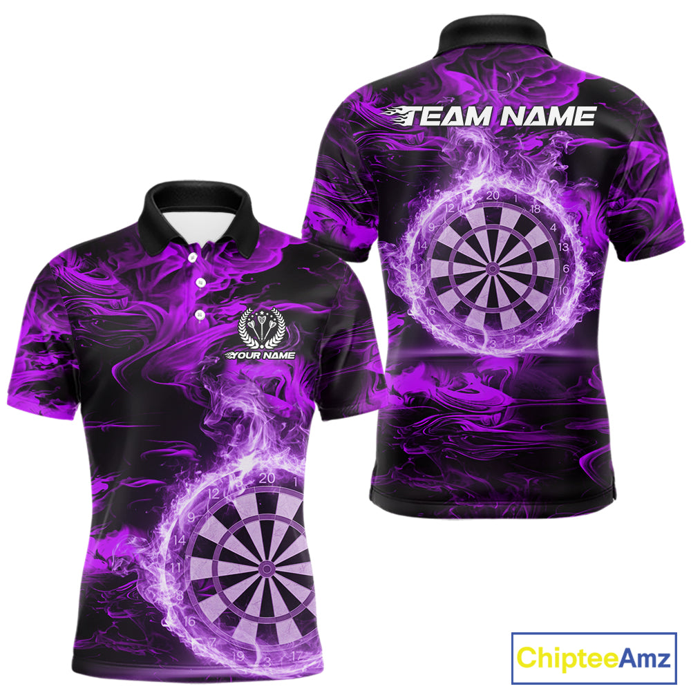 Black And Purple Smoking Dartboard & Arrow Men Darts Polo Shirt Custom Dart Team Jerseys NYN2512