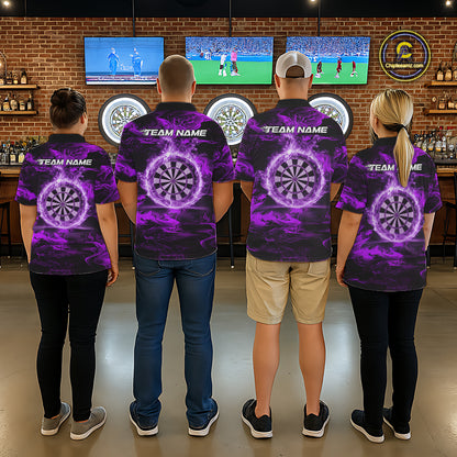 Black And Purple Smoking Dartboard & Arrow Women Darts Polo Shirt Custom Dart Team Jerseys NYN2512