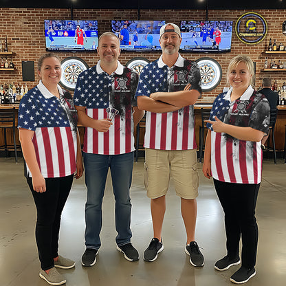 Personalized American Flag Black Splatter Dart Polo Shirts For Women Custom Dart Team Jerseys NYN2711