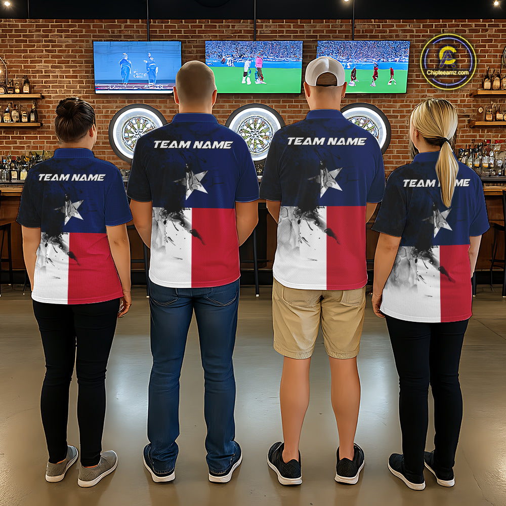 Personalized Texas Flag Black Splatter Dart 1/4-Zip Shirts For Women Custom Dart Team Jerseys NYN2712