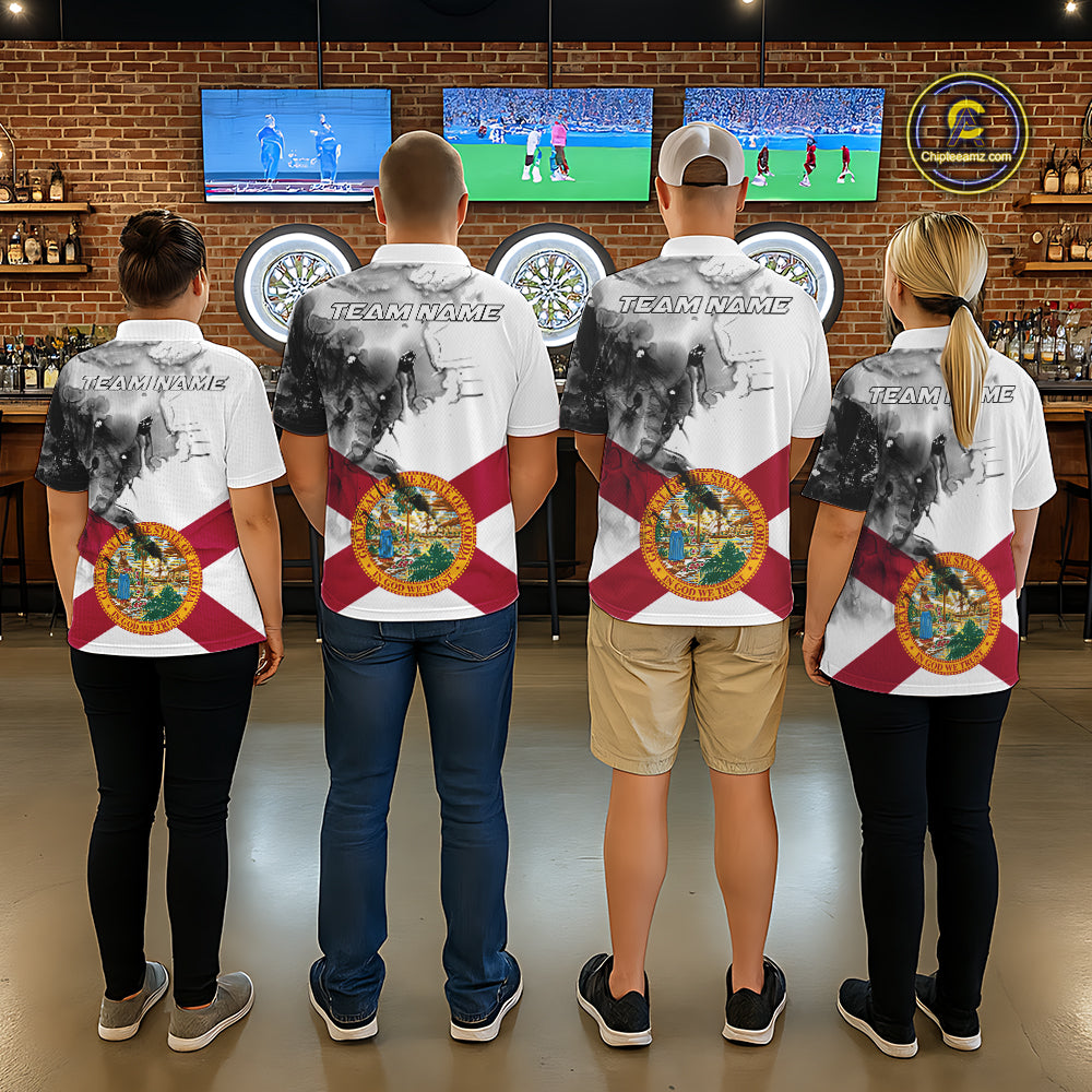 Personalized Florida Flag Black Splatter Dart 1/4-Zip Shirts For Women Custom Dart Team Jerseys NYN2713