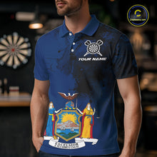 Load image into Gallery viewer, Personalized New York Flag Black Splatter Dart Polo Shirts For Men Custom Dart Team Jerseys NYN2715