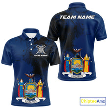 Load image into Gallery viewer, Personalized New York Flag Black Splatter Dart Polo Shirts For Men Custom Dart Team Jerseys NYN2715