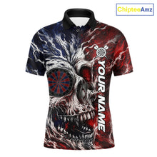 Load image into Gallery viewer, Red And Blue Smoking Skull Dartboard Mens Darts Shirt Personalized Team Darts Jersey NYN3246