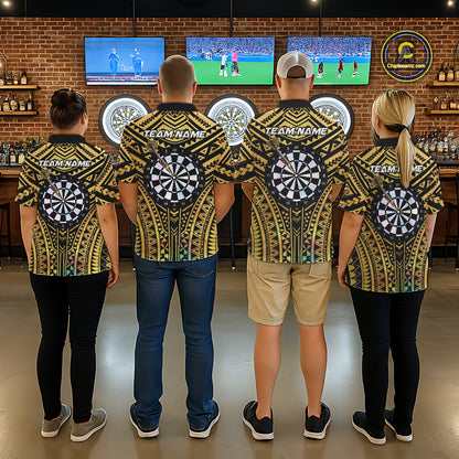 Gold Tribal Holographic Dartboard & Arrow Women Darts Quarter-zip Shirt Personalized Dart Team Jerseys NYN2515