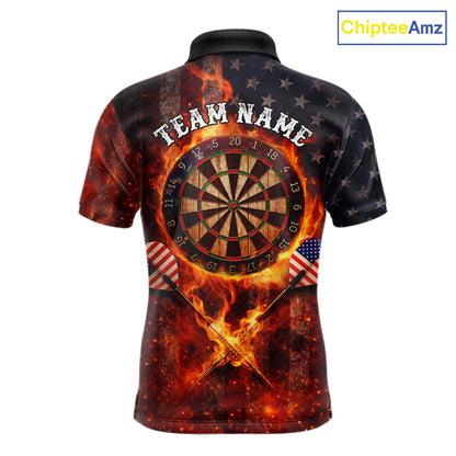 Personalized Mens Dart Polo & Quarter Zip Shirt Fire Flame US Flag Darts Jersey Skull Dart Attire NYN2866