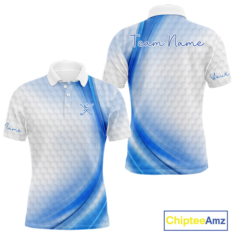 Personalized Blue-Light Twinkle Golf Polo Shirt For Men Custom White Pattern Golf Team Clothes NYN2871