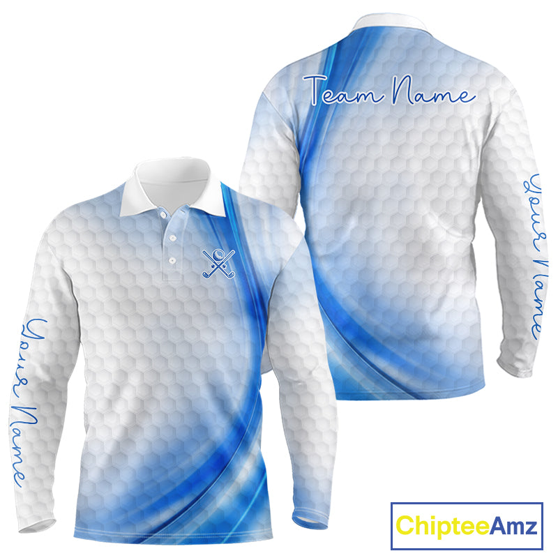Personalized Blue-Light Twinkle Golf Polo Shirt For Men Custom White Pattern Golf Team Clothes NYN2871