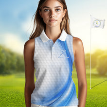Load image into Gallery viewer, Personalized Blue-Light Twinkle Golf Sleeveless Polo Shirt For Women Custom White Pattern Golf Team Clothes NYN2871