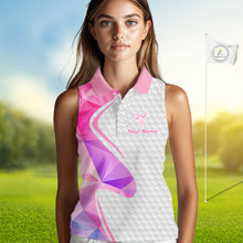 Load image into Gallery viewer, Pink And Purple Diamond Geometric Golf Sleeveless Polo Golf Shirts For Women Custom Golf Team Attire NYN3248