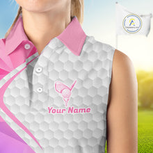 Load image into Gallery viewer, Pink And Purple Diamond Geometric Golf Sleeveless Polo Golf Shirts For Women Custom Golf Team Attire NYN3248