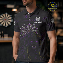 Load image into Gallery viewer, Custom Purple Yellow Tiger Cracked Grunge Dartboard Men Darts Polo Shirt Darts Jersey NYN1973