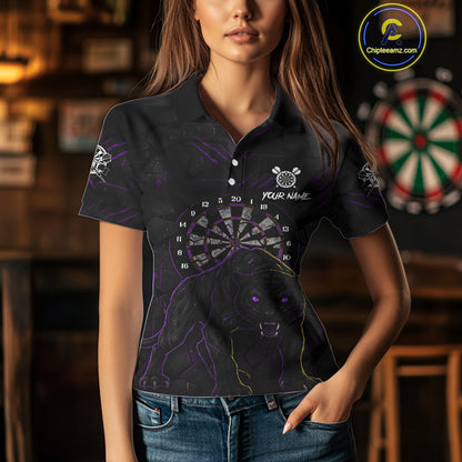 Custom Purple Yellow Tiger Cracked Grunge Dartboard Men Darts Polo Shirt Darts Jersey NYN1973