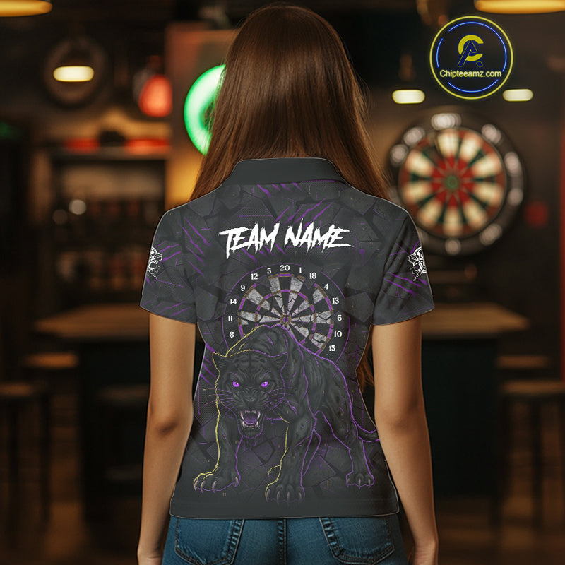 Custom Purple Yellow Tiger Cracked Grunge Dartboard Men Darts Polo Shirt Darts Jersey NYN1973