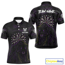 Load image into Gallery viewer, Custom Purple Yellow Tiger Cracked Grunge Dartboard Men Darts Polo Shirt Darts Jersey NYN1973