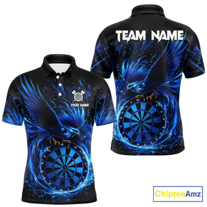 Blue Splatter Funny Eagle Dartboard Darts Polo Shirt For Men Custom Dart Team Jerseys NYN2521