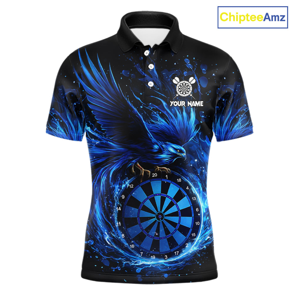 Blue Splatter Funny Eagle Dartboard Darts Polo Shirt For Men Custom Dart Team Jerseys NYN2521