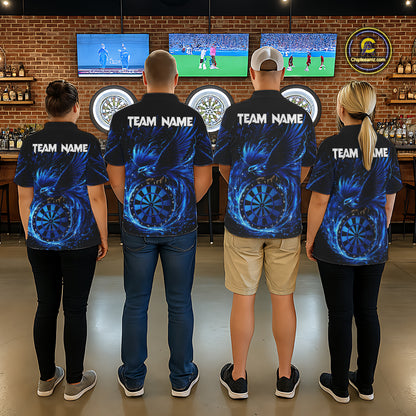 Blue Splatter Funny Eagle Dartboard Darts Quarter-zip Shirt For Men Custom Dart Team Jerseys NYN2521