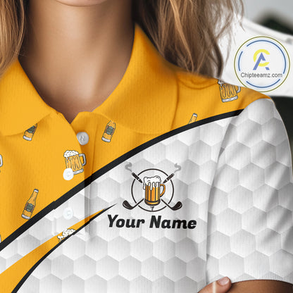 Funny Womens Golf Polo Team Shirt Personalized Cheer Beer Clothing Golf Tops For Golfers NYN3260