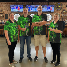 Load image into Gallery viewer, Funny Skeleton St Patrick's Day Women Darts Quarter-Zip Shirt Custom Flame Shamrock Darts Team Jersey NYN2529