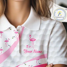 Load image into Gallery viewer, Funny Flamingo Mens Golf Shirt Polo Personalized Pink Argyle Pattern Golf Team Outfits NYN3097