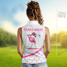 Load image into Gallery viewer, Funny Flamingo Mens Golf Shirt Sleeveless Polo Personalized Pink Argyle Pattern Golf Team Outfits NYN3097