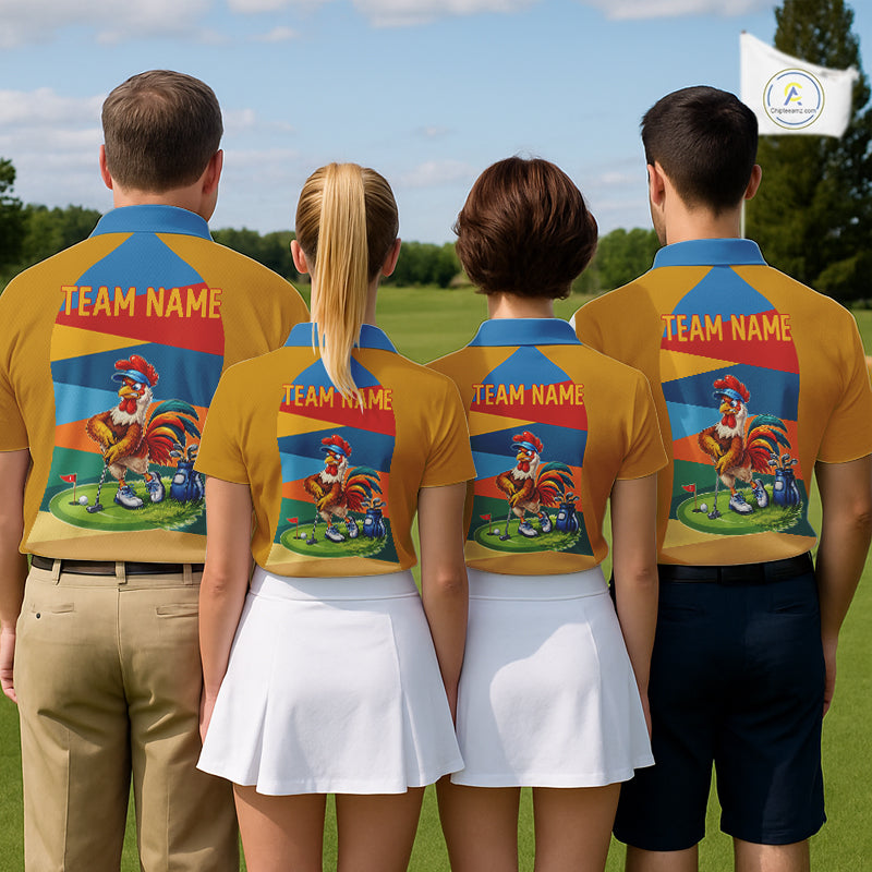 Colorful Rooster Mens Golf Polo Shirts Personalized Funny Golf Ball Shirts, Golf Gifts For Men NYN3098