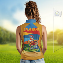 Load image into Gallery viewer, Colorful Rooster Womens Golf Sleeveless Polo Shirts Personalized Funny Golf Ball Shirts, Golf Gifts For Women NYN3098