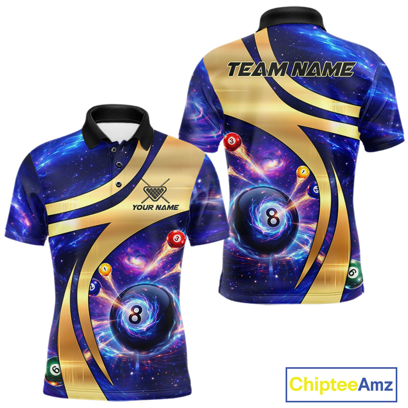 Purple Galaxy Pool 8 Ball Billiard Shirt For Men Personalized Multicolor Light Billiard Apparel NYN2893