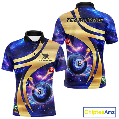 Purple Galaxy Pool 8 Ball Billiard Shirt For Men Personalized Multicolor Light Billiard Apparel NYN2893