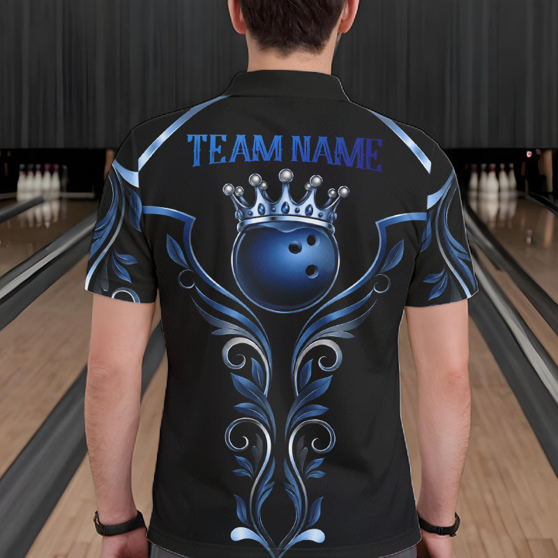 Male bowler wearing Tribal Crown Bowling Ball bowling jersey, personalized bowling apparel