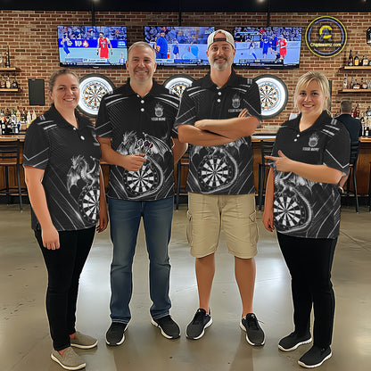 Silver Light Dragon Dartboard Custom Women Darts Polo League Shirts Dragon Dart Jerseys NYN2237