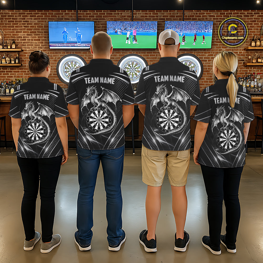 Silver Light Dragon Dartboard Custom Women Darts Polo League Shirts Dragon Dart Jerseys NYN2237