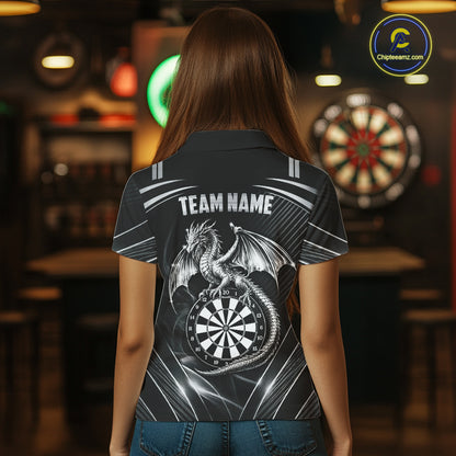 Silver Light Dragon Dartboard Custom Women Darts Polo League Shirts Dragon Dart Jerseys NYN2237