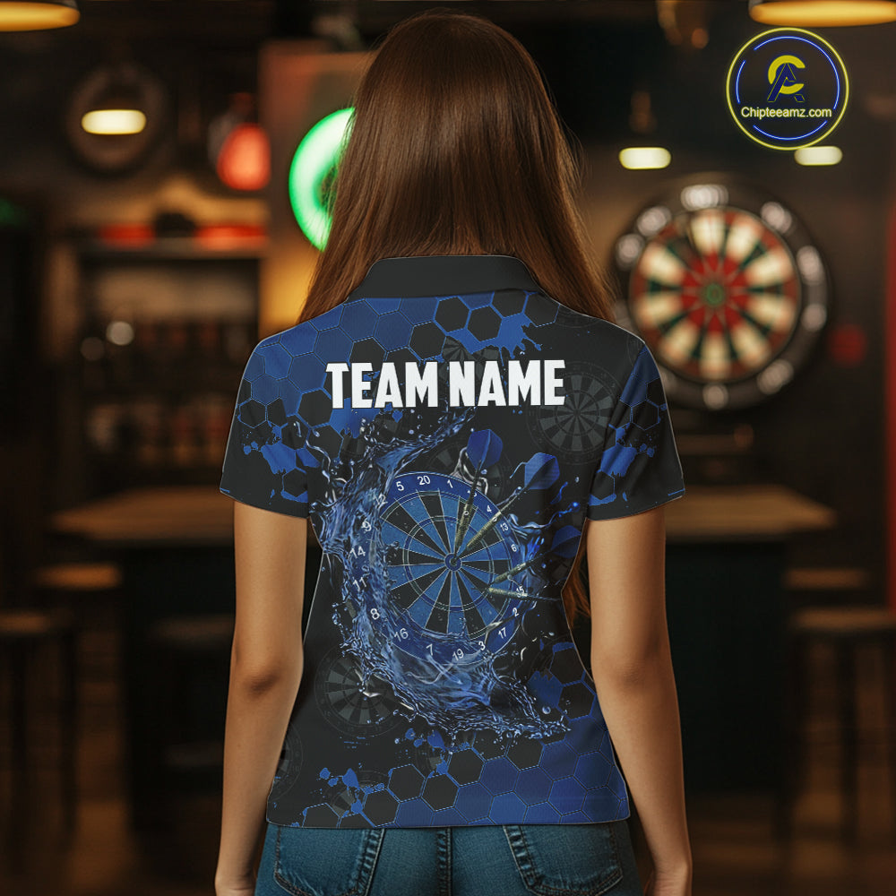 Watering Dartboard Darts Shirt For Women Custom Splatter Blue Hexagon Dart Team Jerseys NYN3117